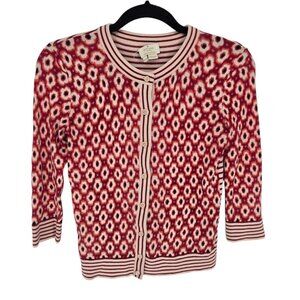 Kate spade New York Live colorfully XXS Posy Ikat Red Chestnut button cardigan